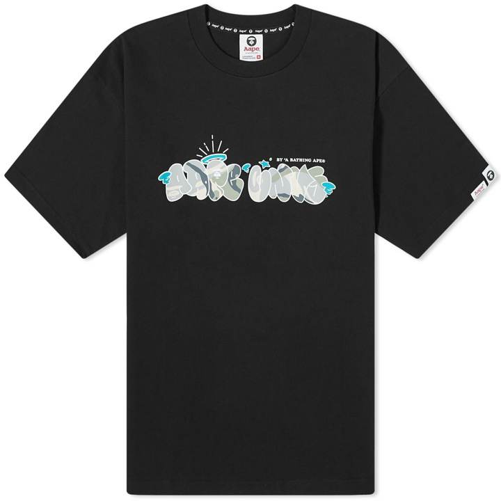 Photo: Men's AAPE Virgil Font Khn Camo T-Shirt in Black