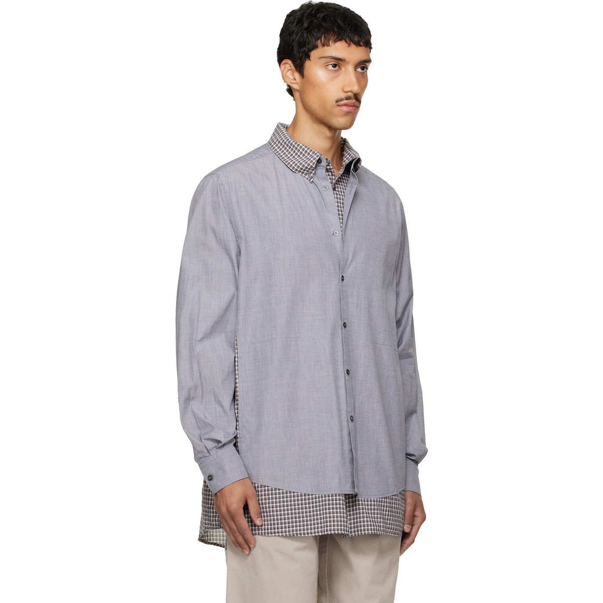 Maison Margiela Gray & Brown Double Layer Cotton Shirt