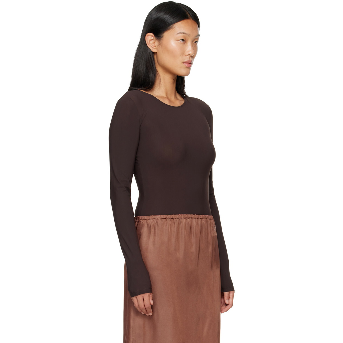 MM6 Maison Margiela Brown Lycra Jersey Bodysuit