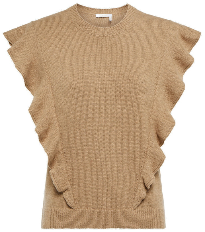 Photo: Chloe - Ruffle-trimmed cashmere top