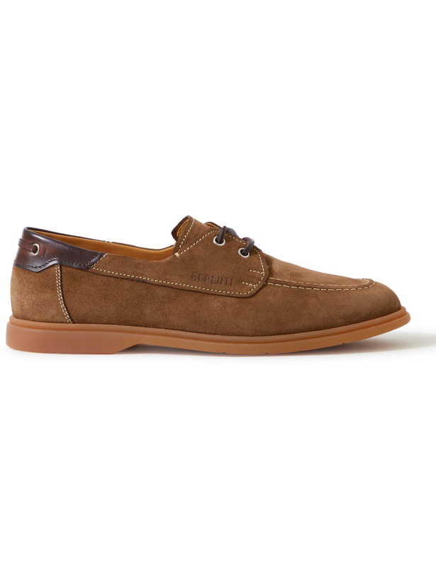 Photo: Berluti - Latitude Leather-Trimmed Suede Boat Shoes - Brown