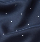 Favourbrook - Fringed Polka-Dot Silk-Twill Scarf - Blue