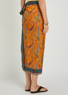 Etro Paisley-print Cotton Midi Wrap Sarong Skirt - Orange - One Size