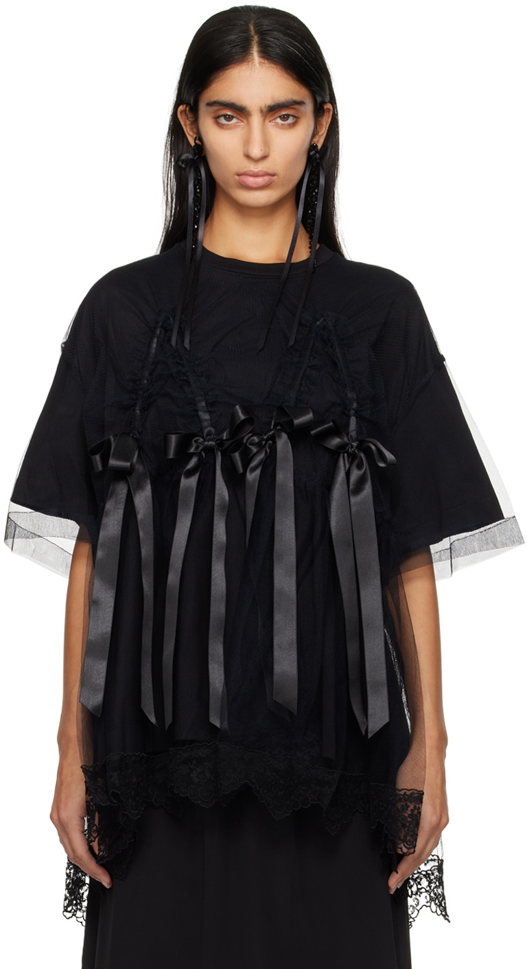 Simone Rocha Black Overlay T-Shirt Simone Rocha