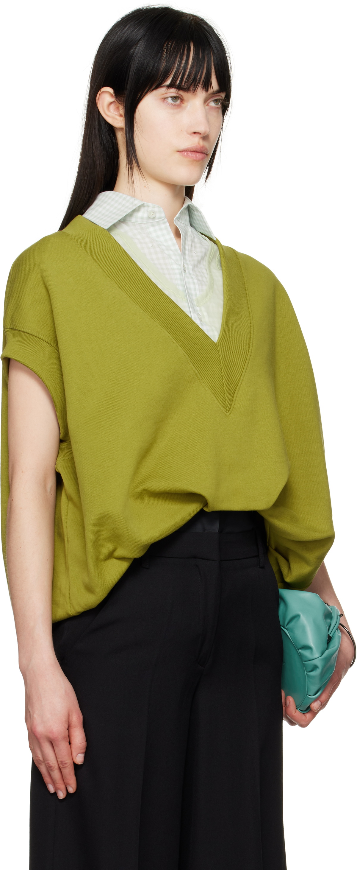 Dries Van Noten Green V-Neck Vest