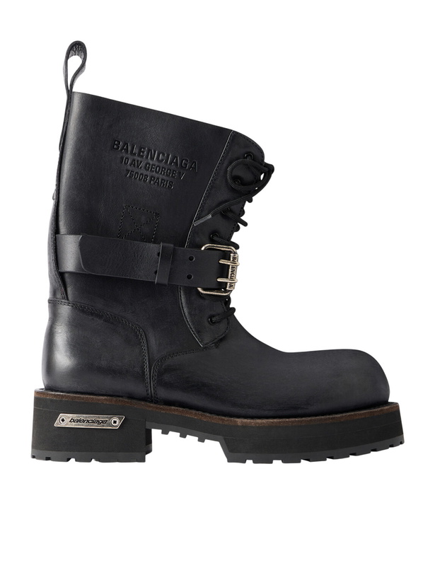 Photo: Balenciaga - Venom Distressed Leather Boots - Black