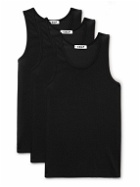 CDLP - Three-Pack Ribbed Stretch Lyocell and Cotton-Blend Jersey Tank Tops - Black