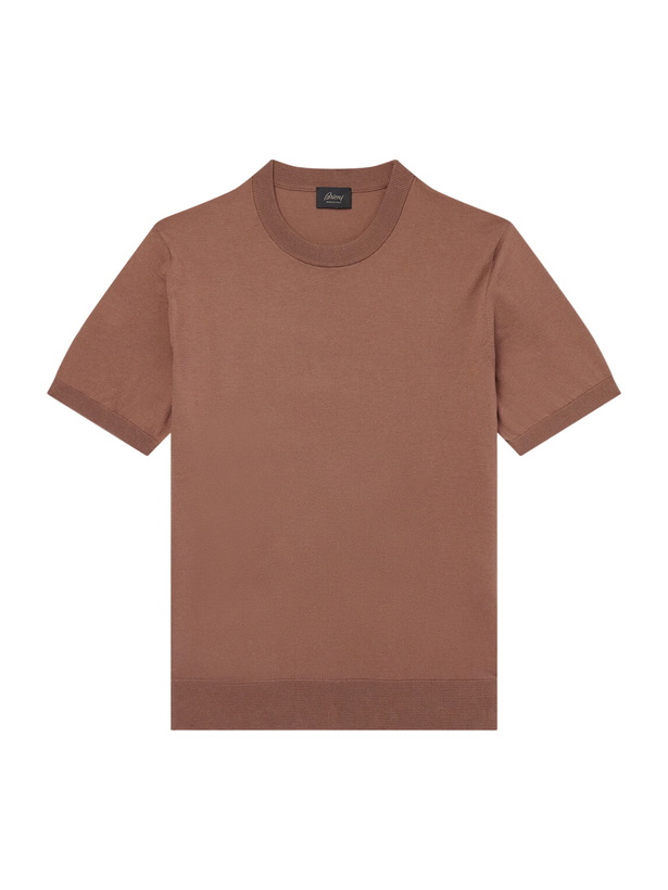 Photo: Brioni - Knitted Cotton T-Shirt - Brown