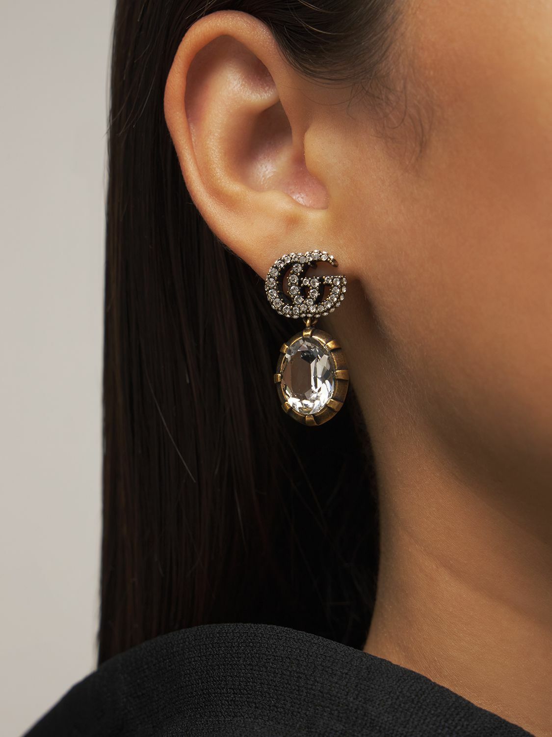GUCCI - Gg Marmont Crystal Embellished Earrings Gucci GUCCI - Gg Marmont Crystal Embellished Earrings Gucci