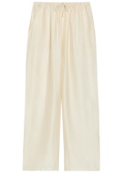 Solaqua Giulia Embroidered Wide-leg Trousers Ivory