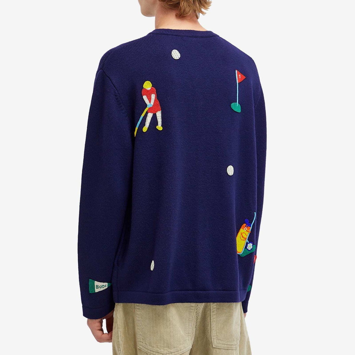 BODE Men's Golf Cardigan in Navy Bode