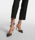 Rene Caovilla Floriane 80 embellished lace and leather pumps
