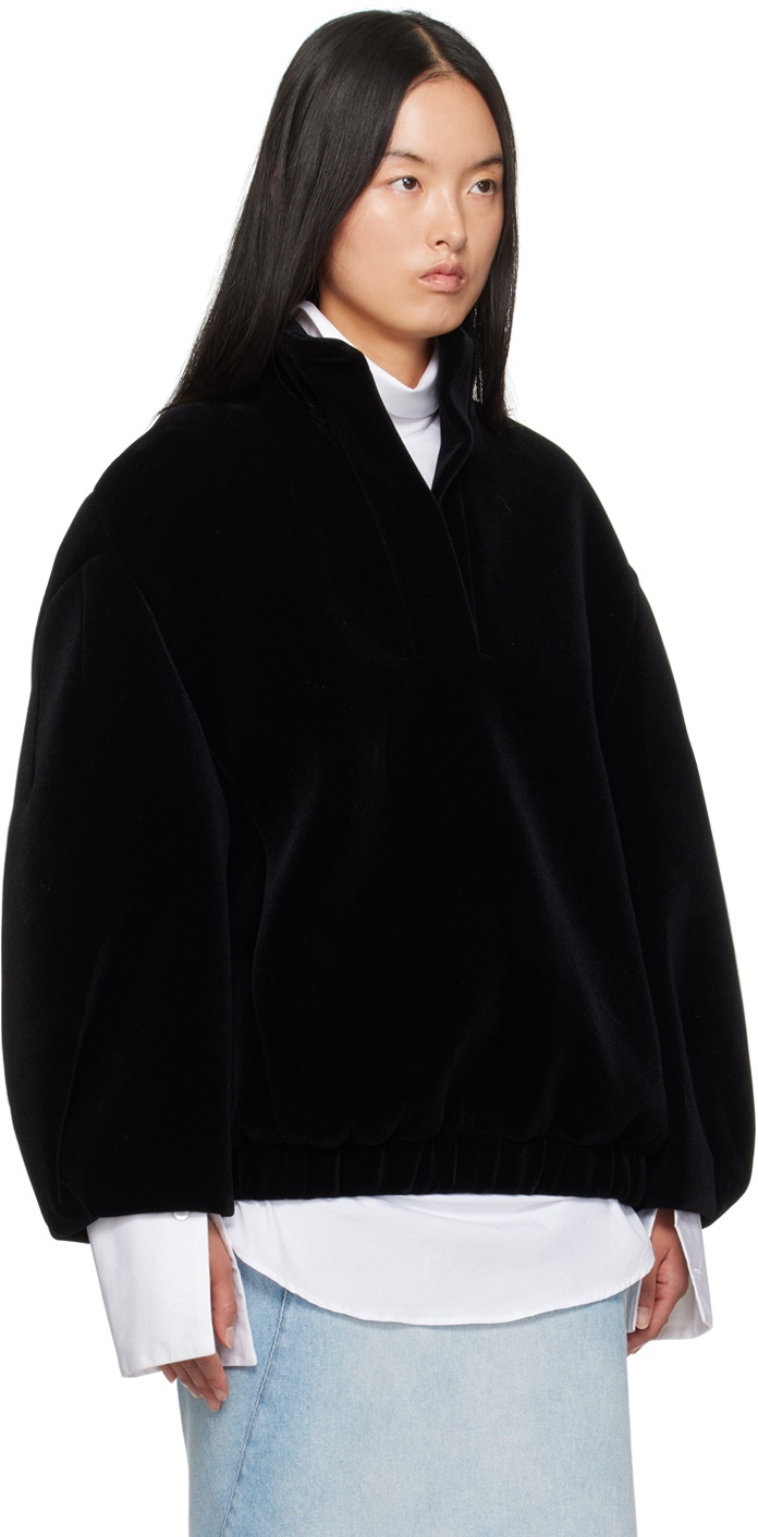 DREESS VAN NOTEN スリーブ ファー スウェット ブラック Dries Van Noten Black Velvet Loose Fit Jacket Dries Van Noten