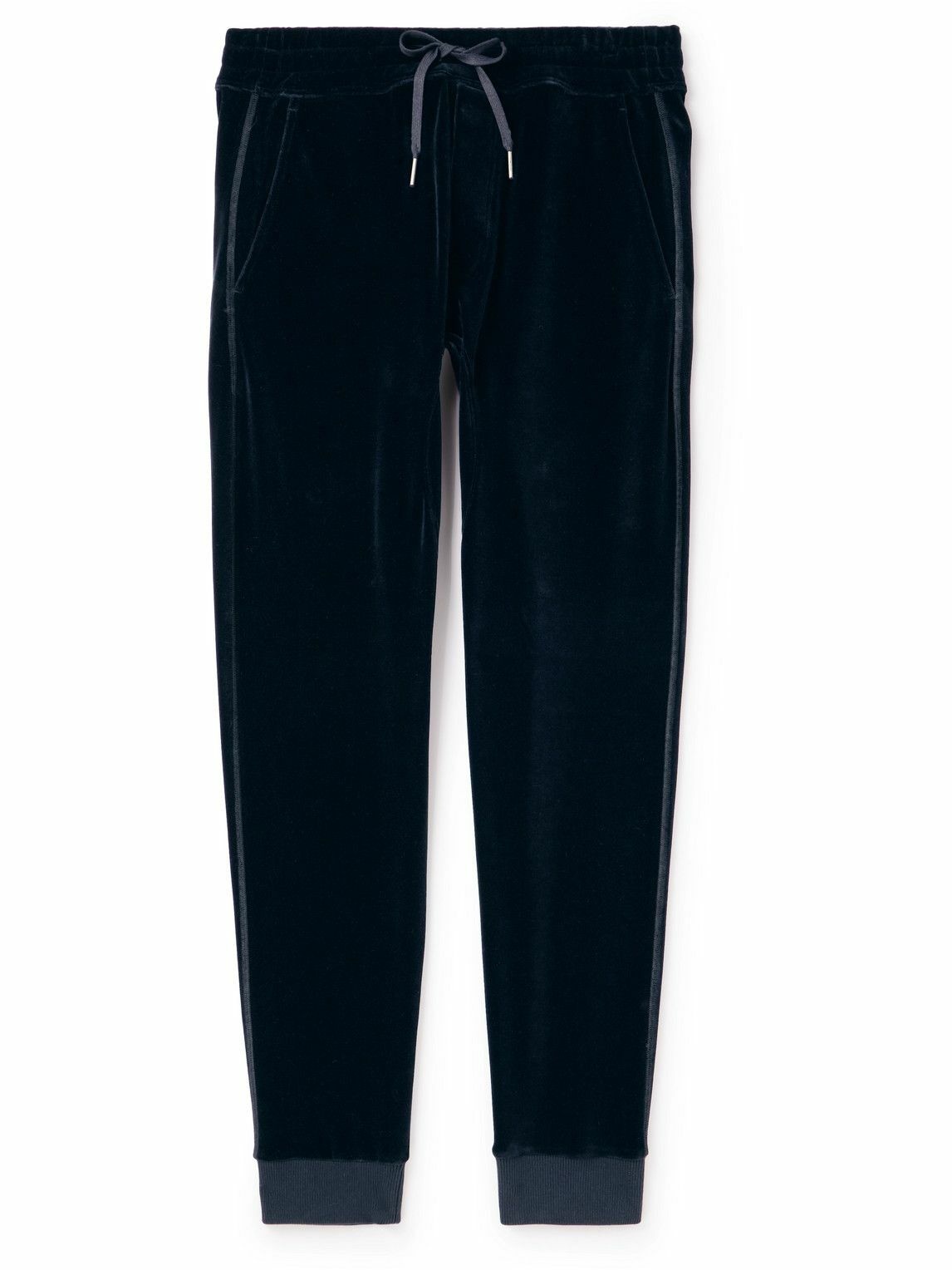 TOM FORD - Tapered Cotton-Blend Velour Sweatpants - Blue TOM FORD