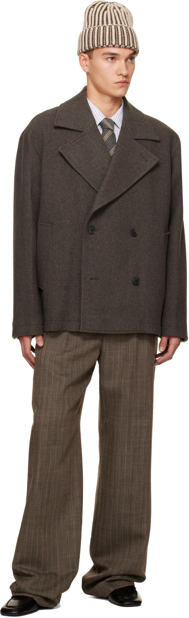 mfpen Brown Sentence Peacoat Jacket