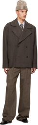 mfpen Brown Sentence Peacoat Jacket