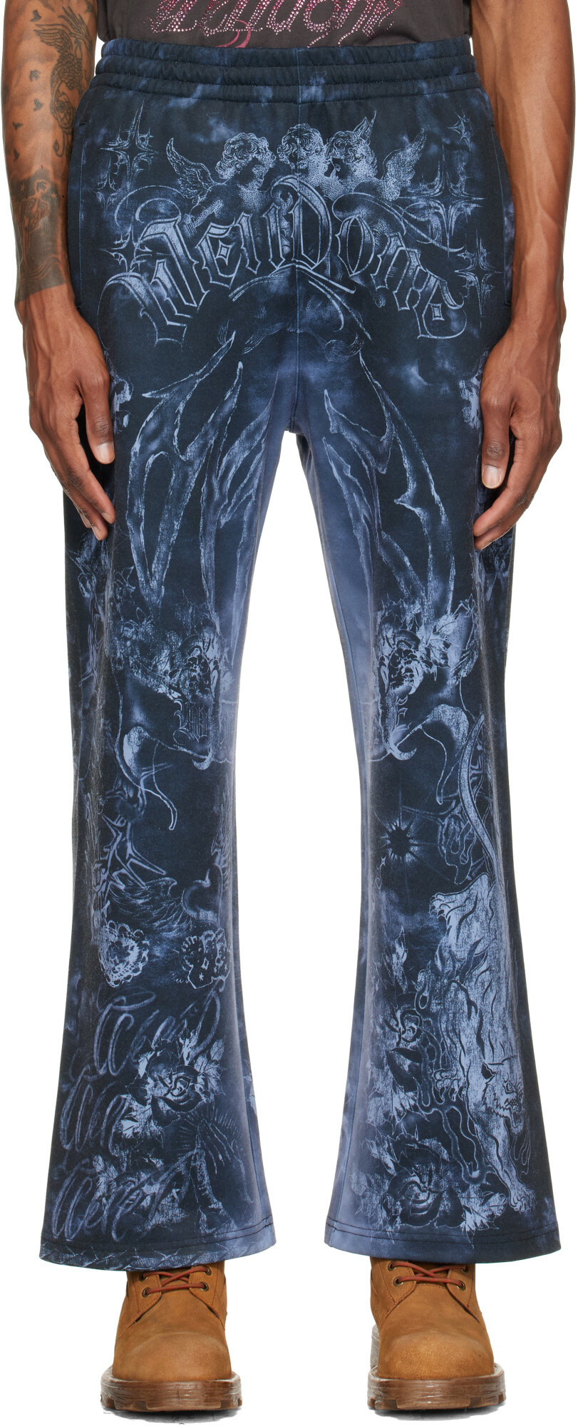 We11done Gray Tattoo Printed Sweatpants
