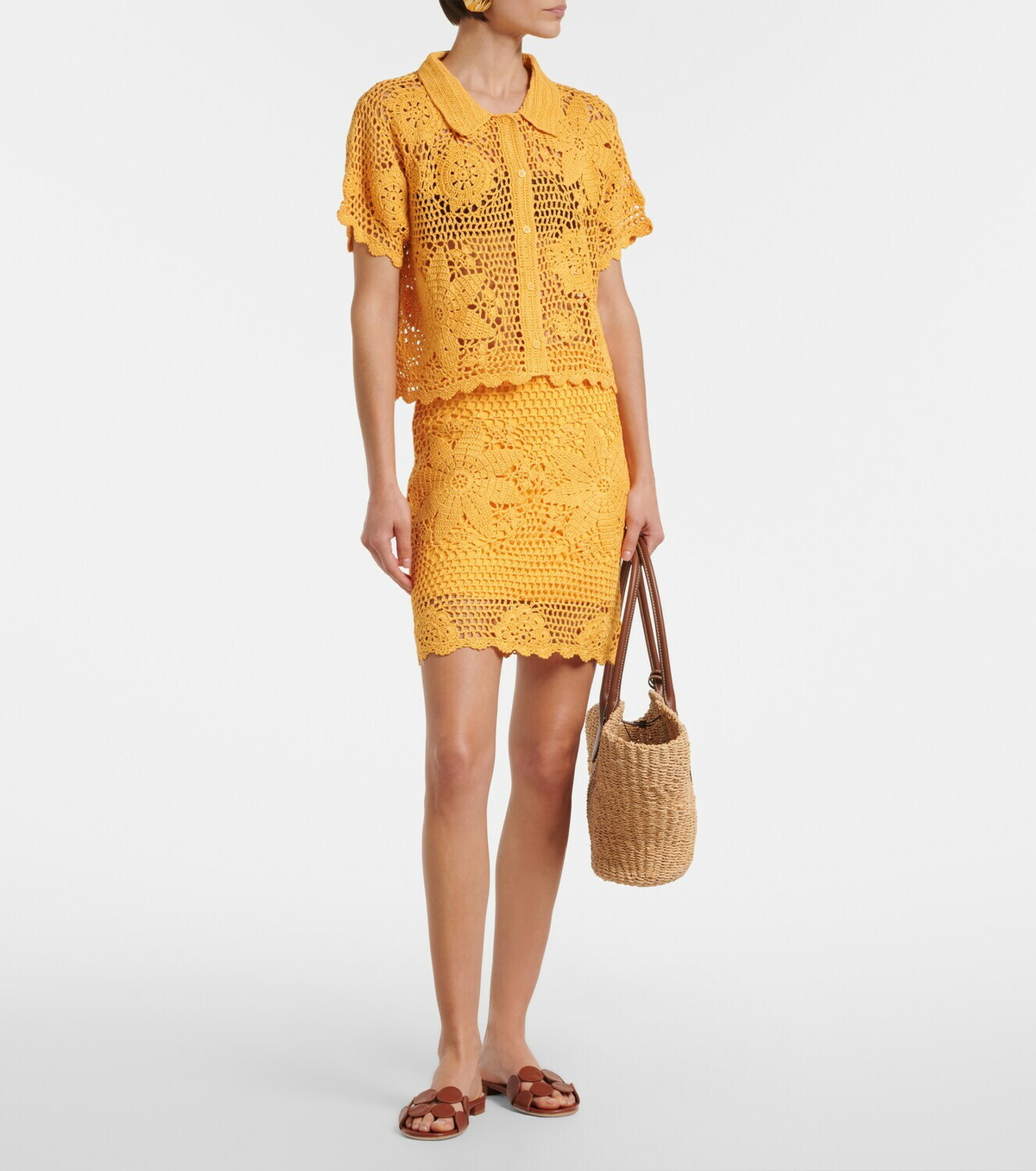 Simkhai Macks floral crochet cotton shirt