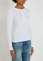 Nili Lotan Jordan Henley Ribbed Cotton top White