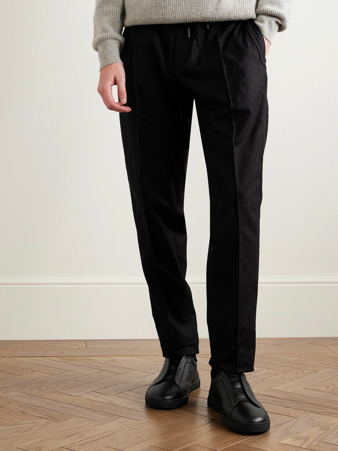 Zegna - Triple Stitch™ Shearling-Lined Full-Grain Leather Slip-On