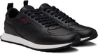 Hugo Black Grained Faux-Leather Sneakers