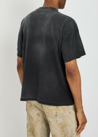 Satoshi Nakamoto Don't Forget To Smile Printed Distressed Cotton T-shirt Black