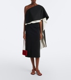 Róhe One-shoulder caped wool-blend top