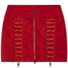 Brain Dead Women's Triple Needle Bungee Zip Mini Skirt in Red