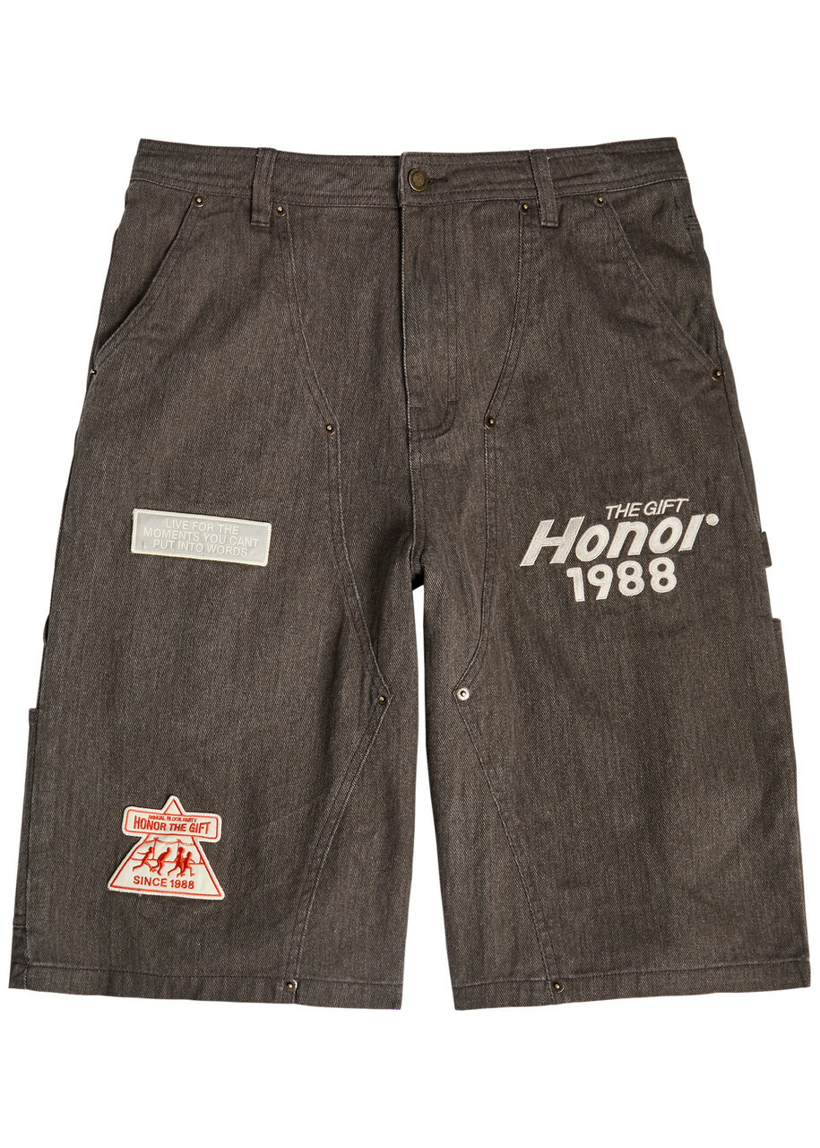 Honor The Gift Appliquéd Twill Shorts Black