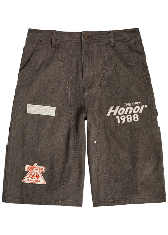 Photo: Honor The Gift Appliquéd Twill Shorts Black