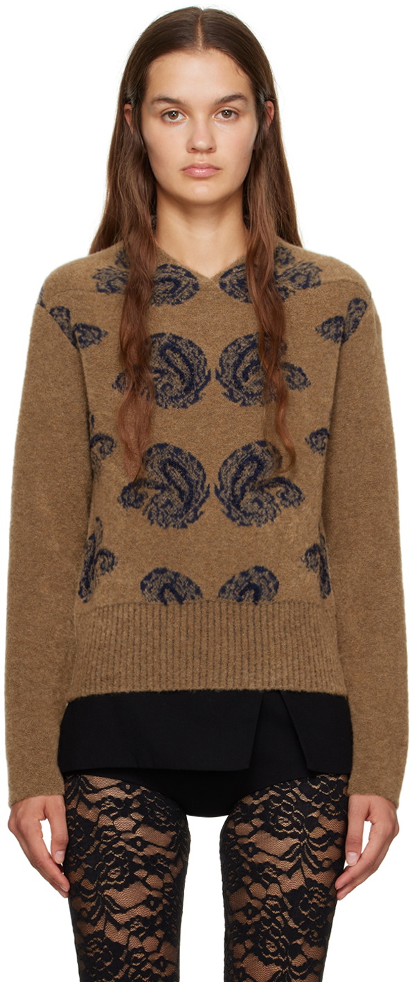 Puppets and Puppets Brown & Navy Jacquard Sweater