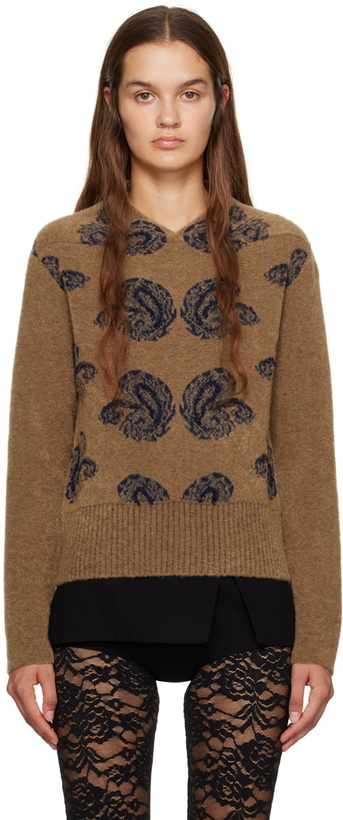 Photo: Puppets and Puppets Brown & Navy Jacquard Sweater