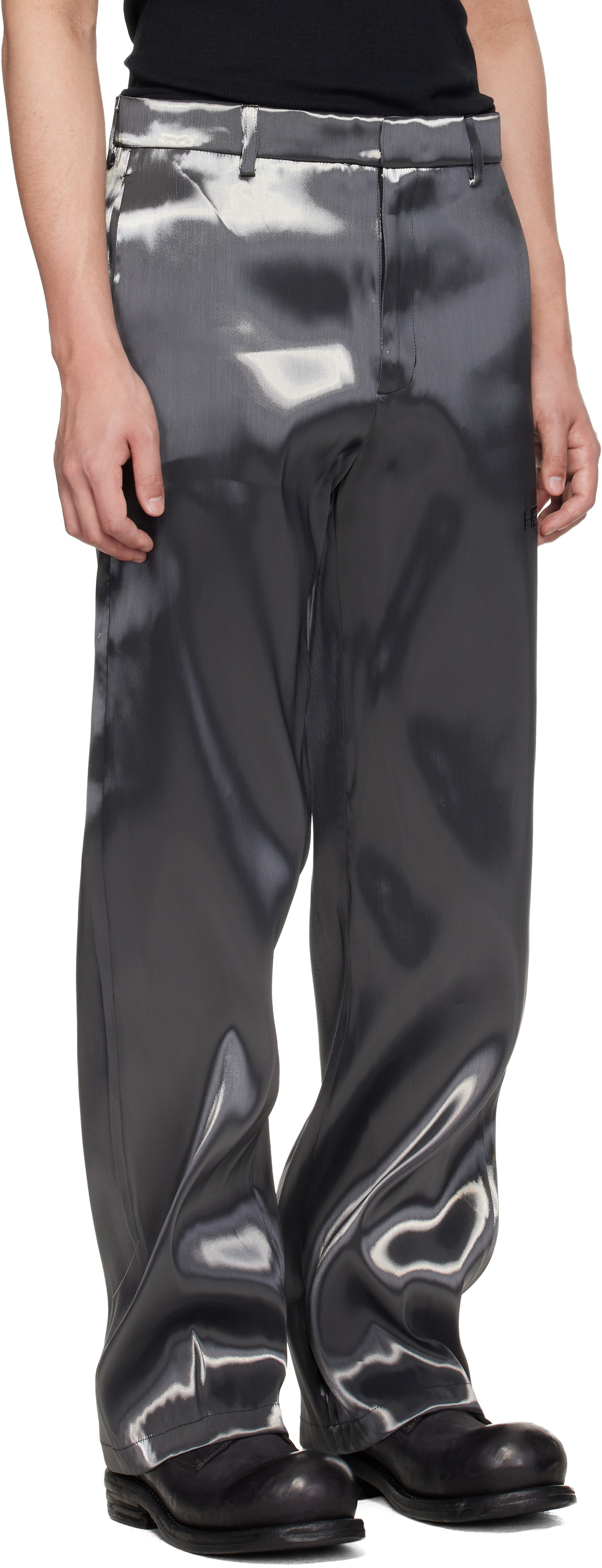 HELIOT EMIL Silver Liquid Metal Trousers