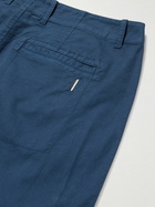 Folk - Assembly Straight-Leg Pleated Cotton-Blend Twill Trousers - Blue