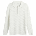 Carter Young Men's Cable Polo Sweater in Cream