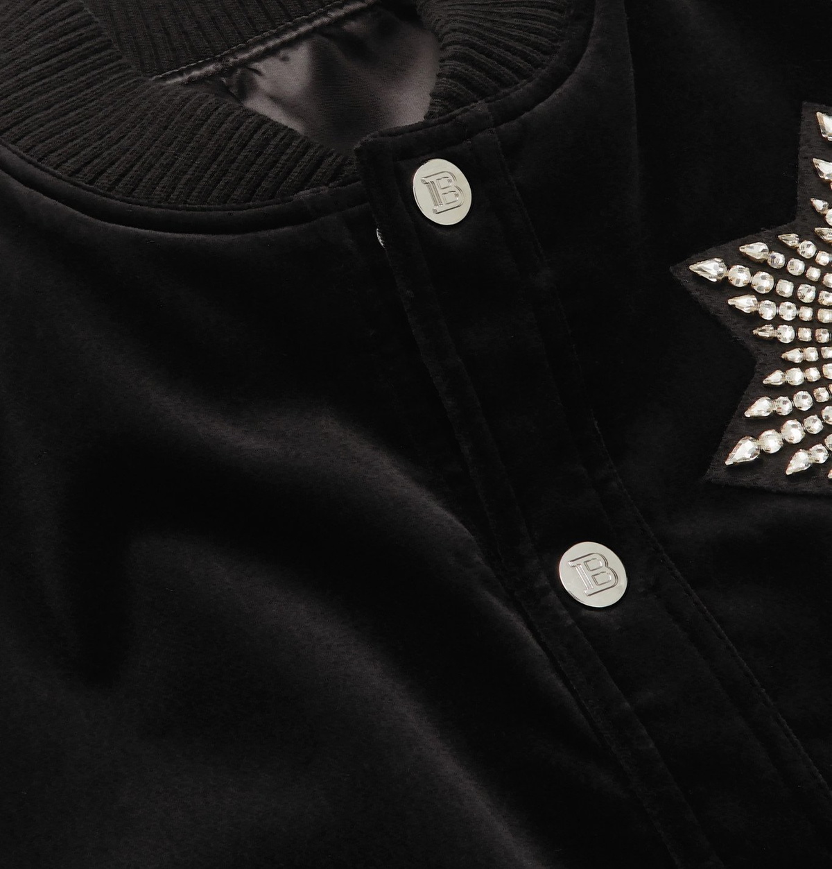 BALMAIN: velvet bomber jacket with monogram - Dark