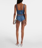 Area Jumbo Crystal embellished denim corset