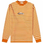 Flagstuff Men's Long Sleeve Border Stripe Logo T-Shirt in Orange