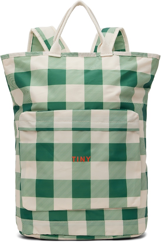 Photo: TINYCOTTONS Kids Beige & Green Check Backpack