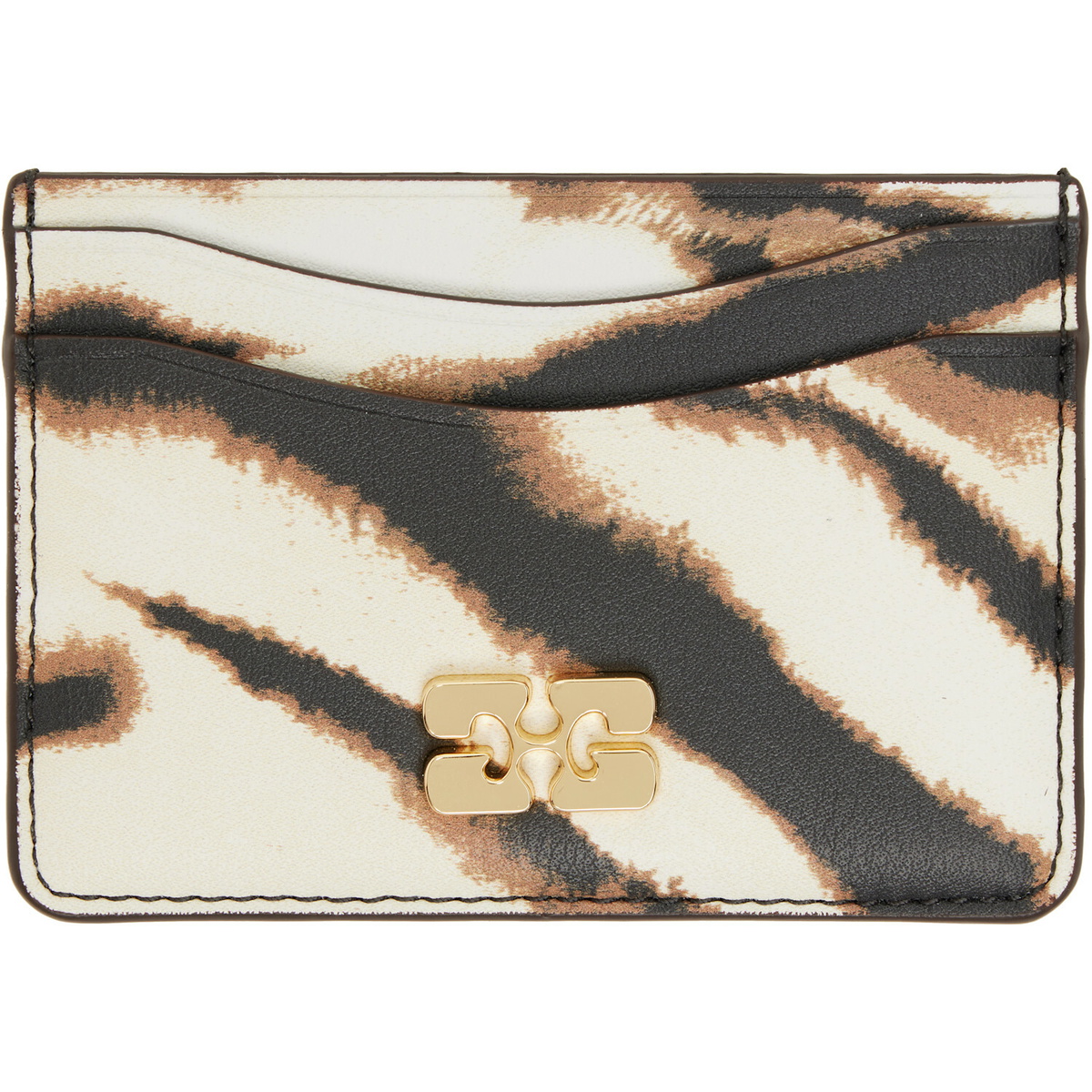 GANNI Off-White & Brown Bou Card Holder