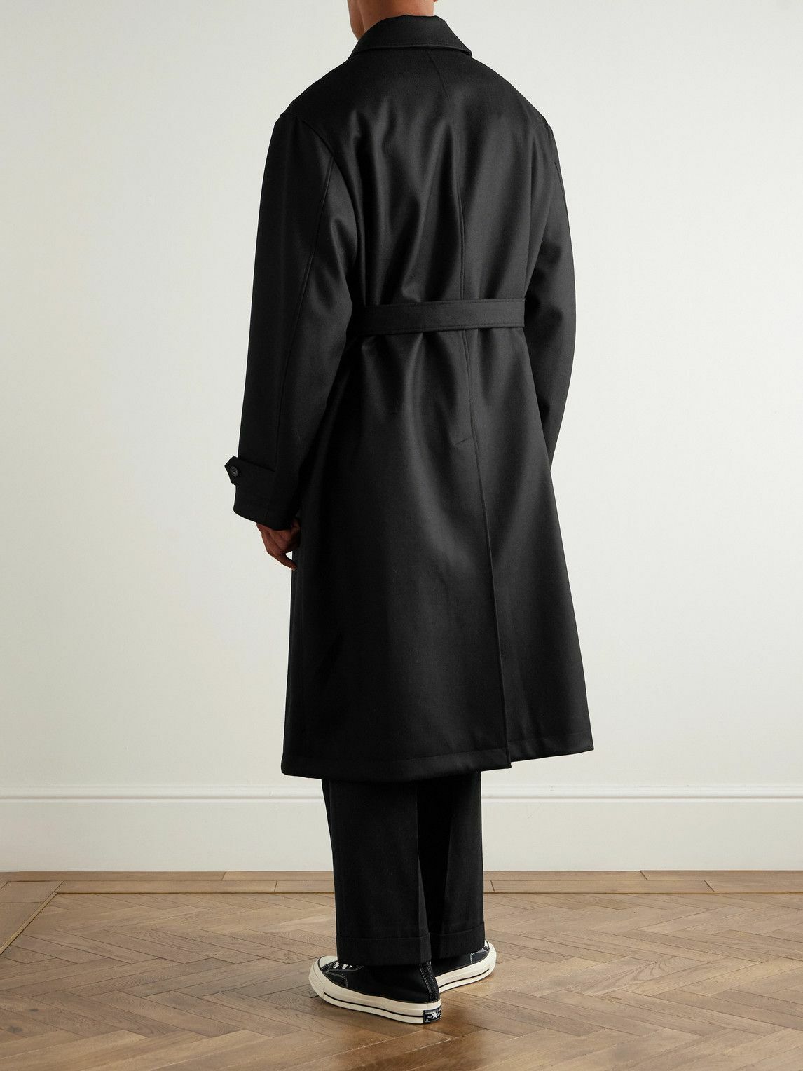 ssstein - Investigated Oversized Belted Super 120's Wool Coat - Black