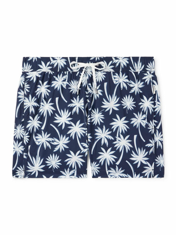 Photo: Onia - Charles Slim-Fit Straight-Leg Mid-Length Printed Swim Shorts - Blue