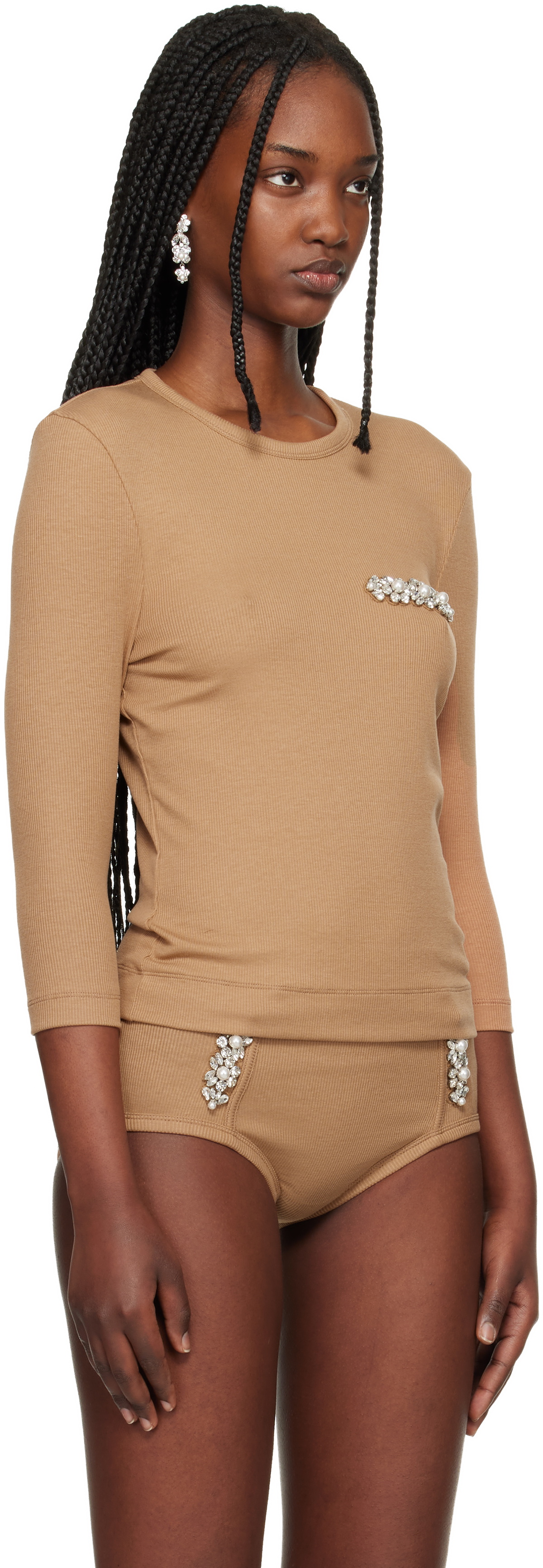 Simone Rocha Beige Embellished Underpinning T-shirt