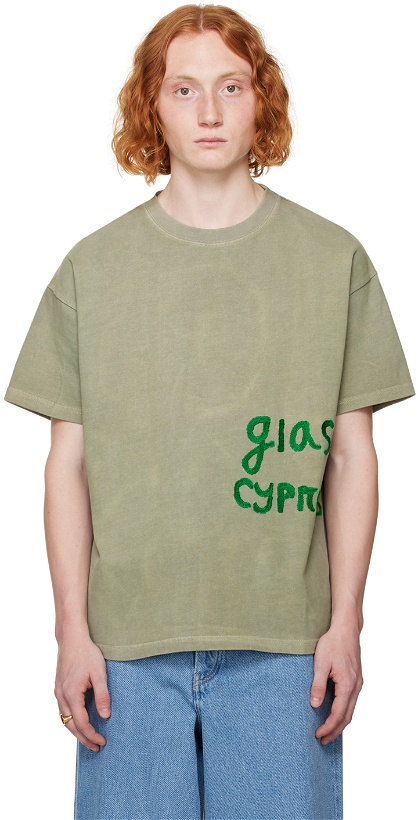 Photo: Glass Cypress SSENSE Exclusive Green 'Corporate' T-Shirt