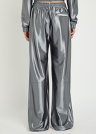 Alexanderwang.t Relaxed Logo-embroidered Satin Track Pants Silver