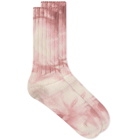 Anonymous Ism Uneven Dye Crew Sock in Bordeaux