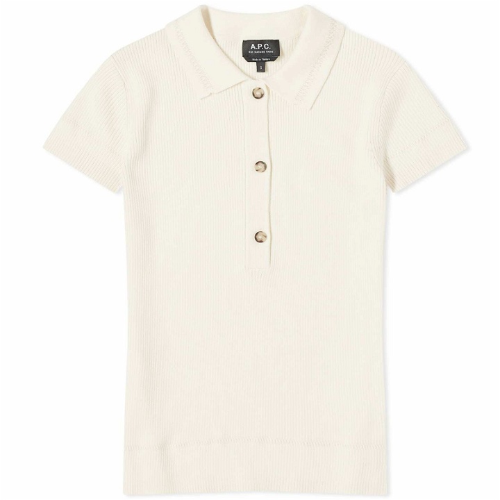 Photo: A.P.C. Women's Elora Knitted Polo Shirt Top in White