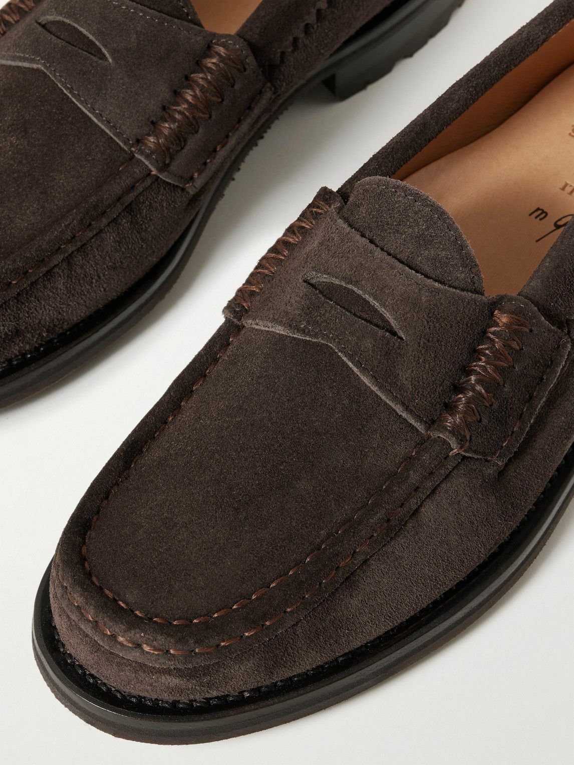 Yuketen - Rob's Suede Penny Loafers - Brown