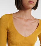 Saint Laurent Ribbed-knit silk top