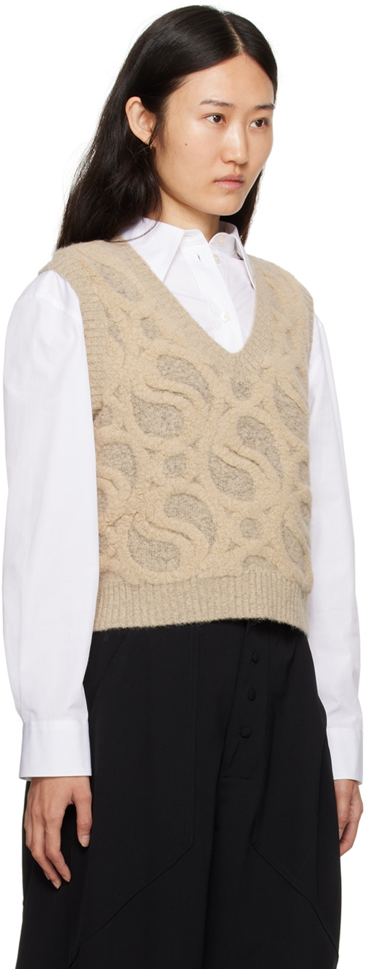 Monogram Knit Vest - Light Cream